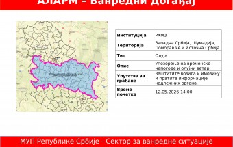 Издато је упозорење на временске непогоде и олујни ветар