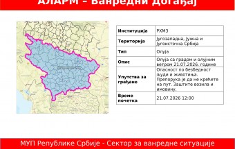 Ванредни Догађај - Олуја са градом и олујним ветром